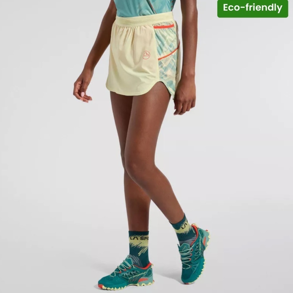 La Sportiva sz S Auster Skirt - Trail running yellow blue Mini Skirt with Red